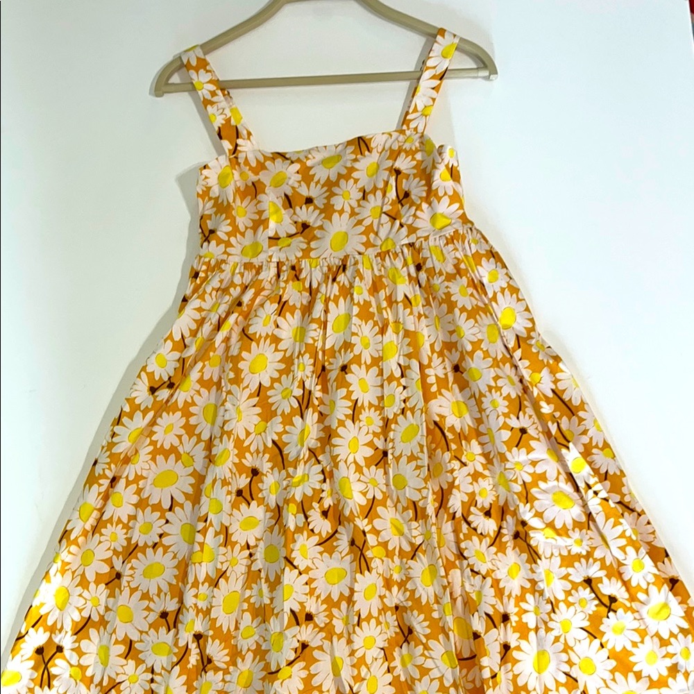 Kate Spade New York Yellow Daisy Cotton Floral Dress with Pockets, S